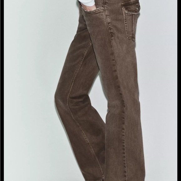 NWT Zara Women’s Bootcut Low Rise Jeans in Brown - Picture 3 of 10
